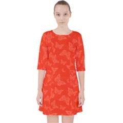 Vermilion Red Butterfly Print Pocket Dress by SpinnyChairDesigns