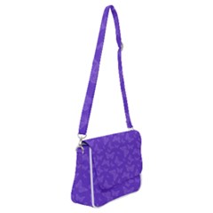 Violet Purple Butterfly Print Shoulder Bag With Back Zipper by SpinnyChairDesigns