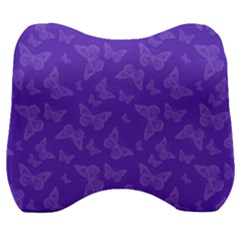 Violet Purple Butterfly Print Velour Head Support Cushion by SpinnyChairDesigns