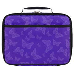 Violet Purple Butterfly Print Full Print Lunch Bag by SpinnyChairDesigns