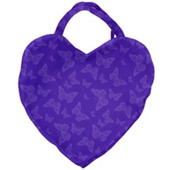 Violet Purple Butterfly Print Giant Heart Shaped Tote by SpinnyChairDesigns
