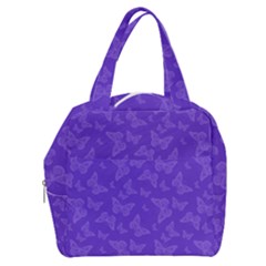 Violet Purple Butterfly Print Boxy Hand Bag by SpinnyChairDesigns