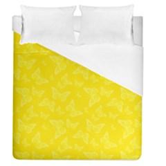Lemon Yellow Butterfly Print Duvet Cover (queen Size) by SpinnyChairDesigns