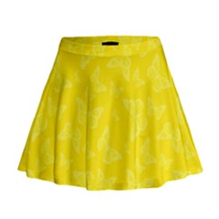 Lemon Yellow Butterfly Print Mini Flare Skirt by SpinnyChairDesigns