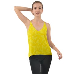 Lemon Yellow Butterfly Print Chiffon Cami by SpinnyChairDesigns