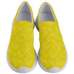 Lemon Yellow Butterfly Print Women s Lightweight Slip Ons by SpinnyChairDesigns