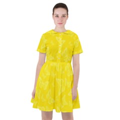 Lemon Yellow Butterfly Print Sailor Dress by SpinnyChairDesigns