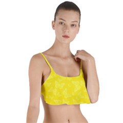 Lemon Yellow Butterfly Print Layered Top Bikini Top  by SpinnyChairDesigns