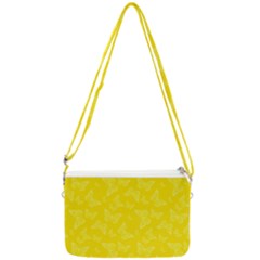 Lemon Yellow Butterfly Print Double Gusset Crossbody Bag by SpinnyChairDesigns