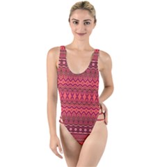 Boho Bittersweet Pink  High Leg Strappy Swimsuit by SpinnyChairDesigns