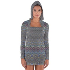 Boho Sweetheart Pattern Long Sleeve Hooded T-shirt by SpinnyChairDesigns