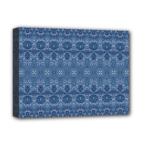 Boho Denim Blue Deluxe Canvas 16  X 12  (stretched)  by SpinnyChairDesigns