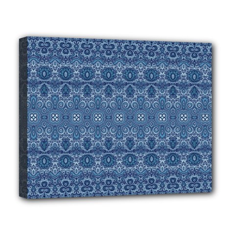 Boho Denim Blue Deluxe Canvas 20  X 16  (stretched) by SpinnyChairDesigns