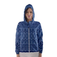 Boho Denim Blue Women s Hooded Windbreaker by SpinnyChairDesigns