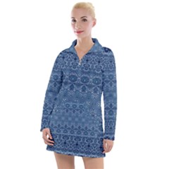 Boho Denim Blue Women s Long Sleeve Casual Dress by SpinnyChairDesigns