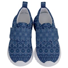 Boho Denim Blue Kids  Velcro No Lace Shoes by SpinnyChairDesigns
