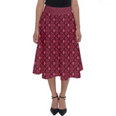 Boho Wine Floral Print Perfect Length Midi Skirt by SpinnyChairDesigns