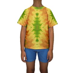 Lemon Lime Tie Dye Kids  Short Sleeve Swimwear