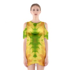 Lemon Lime Tie Dye Shoulder Cutout One Piece Dress by SpinnyChairDesigns