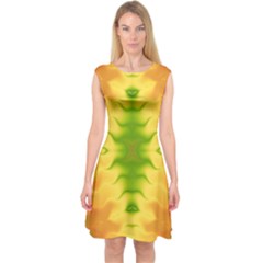 Lemon Lime Tie Dye Capsleeve Midi Dress