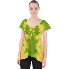 Lemon Lime Tie Dye Lace Front Dolly Top by SpinnyChairDesigns