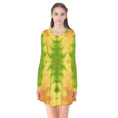 Lemon Lime Tie Dye Long Sleeve V-neck Flare Dress