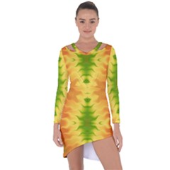 Lemon Lime Tie Dye Asymmetric Cut-out Shift Dress by SpinnyChairDesigns