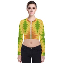 Lemon Lime Tie Dye Long Sleeve Zip Up Bomber Jacket by SpinnyChairDesigns