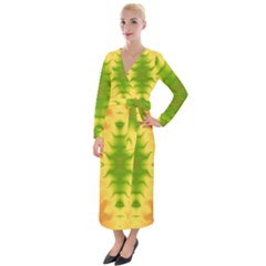 Lemon Lime Tie Dye Velvet Maxi Wrap Dress by SpinnyChairDesigns