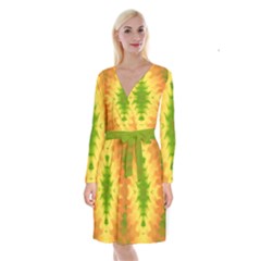 Lemon Lime Tie Dye Long Sleeve Velvet Front Wrap Dress