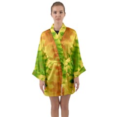 Lemon Lime Tie Dye Long Sleeve Satin Kimono
