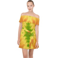 Lemon Lime Tie Dye Off Shoulder Chiffon Dress