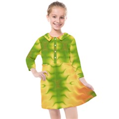 Lemon Lime Tie Dye Kids  Quarter Sleeve Shirt Dress