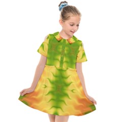 Lemon Lime Tie Dye Kids  Short Sleeve Shirt Dress