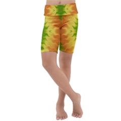 Lemon Lime Tie Dye Kids  Lightweight Velour Cropped Yoga Leggings