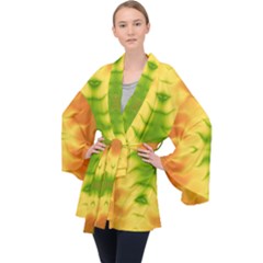 Lemon Lime Tie Dye Long Sleeve Velvet Kimono 