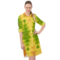 Lemon Lime Tie Dye Long Sleeve Mini Shirt Dress