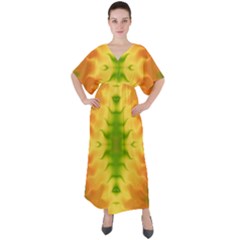 Lemon Lime Tie Dye V-neck Boho Style Maxi Dress by SpinnyChairDesigns