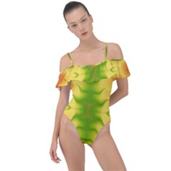 Lemon Lime Tie Dye Frill Detail One Piece Swimsuit