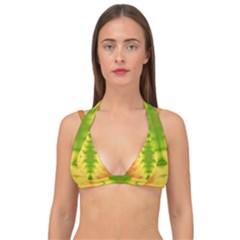 Lemon Lime Tie Dye Double Strap Halter Bikini Top by SpinnyChairDesigns