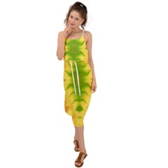 Lemon Lime Tie Dye Waist Tie Cover Up Chiffon Dress