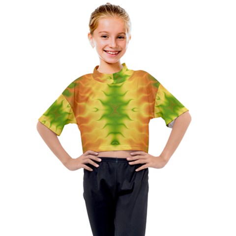 Lemon Lime Tie Dye Kids Mock Neck Tee by SpinnyChairDesigns