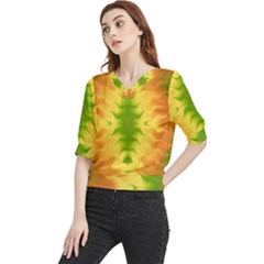 Lemon Lime Tie Dye Quarter Sleeve Blouse