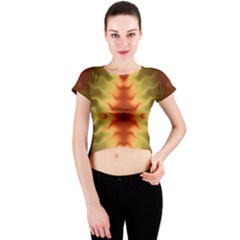 Red Gold Tie Dye Crew Neck Crop Top