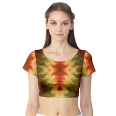 Red Gold Tie Dye Short Sleeve Crop Top