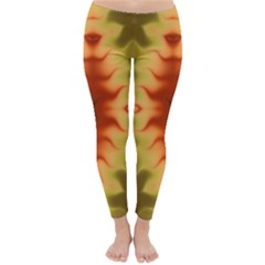 Red Gold Tie Dye Classic Winter Leggings by SpinnyChairDesigns