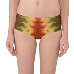 Red Gold Tie Dye Mid-waist Bikini Bottoms by SpinnyChairDesigns