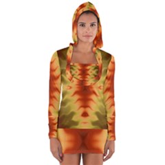 Red Gold Tie Dye Long Sleeve Hooded T-shirt