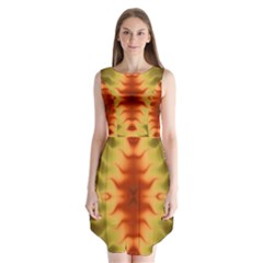 Red Gold Tie Dye Sleeveless Chiffon Dress  