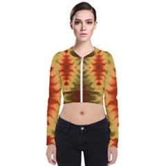 Red Gold Tie Dye Long Sleeve Zip Up Bomber Jacket by SpinnyChairDesigns